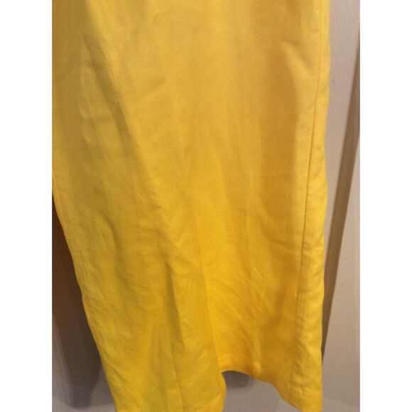 Zac & Rachel Yellow Capri Pants Elastic Waist Large Legs Linen Blend XL - Picture 3 of 5
